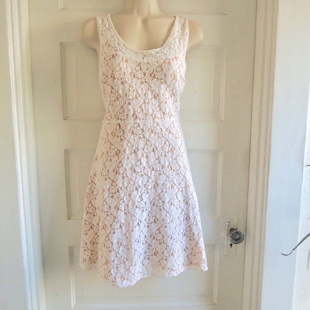 I Heart Ronson White Lace Overlay Mini Dress 10